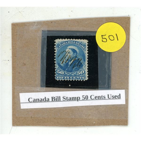 Canada Bill Stamp 50 Cents Used.