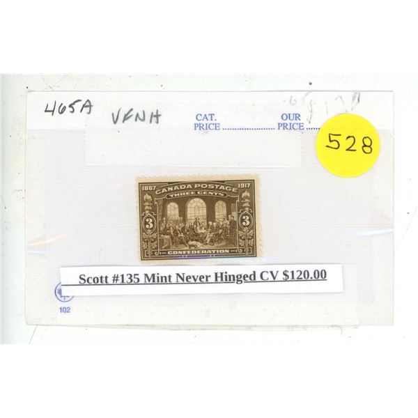 Scott #135 Mint Never Hinged CV $120.00.