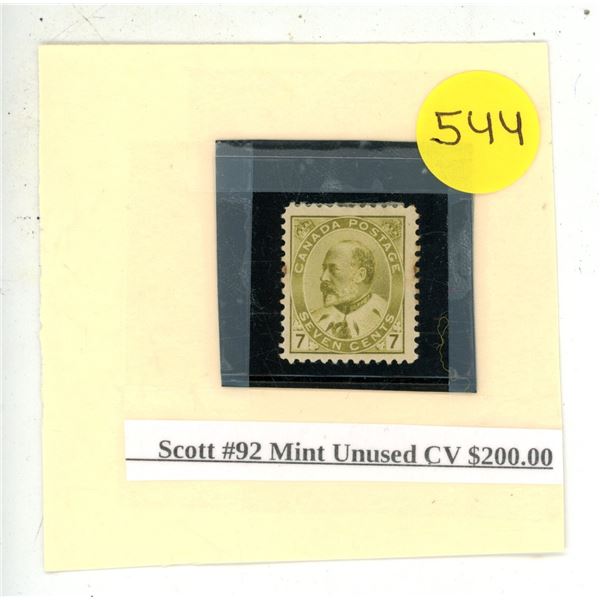 Scott #92 Mint Unused CV $200.00.