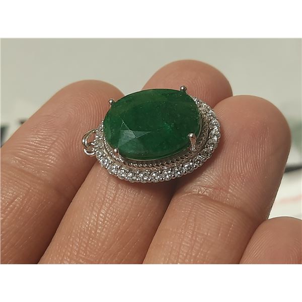 5.7 ct Certified Silver Emerald gemstone Pendant ($16,985 Appraisal)