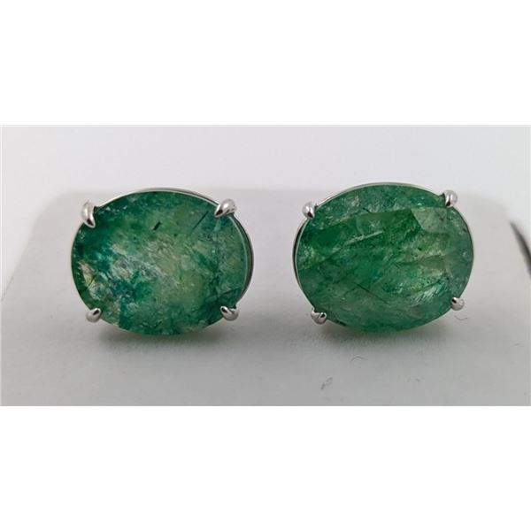 5.1 ct Certified Silver Emerald gemstone Earrings ($9,055 Appraisal)