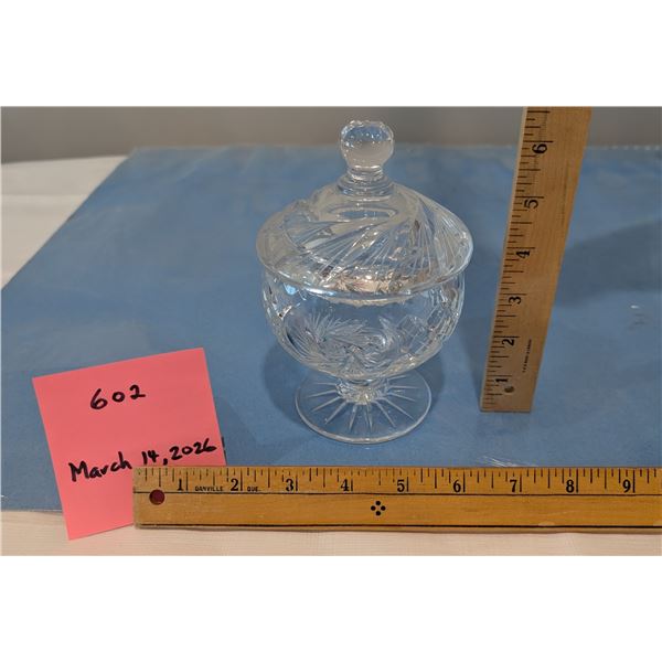 Pinwheel Crystal Stemmed Candy Dish with Lid