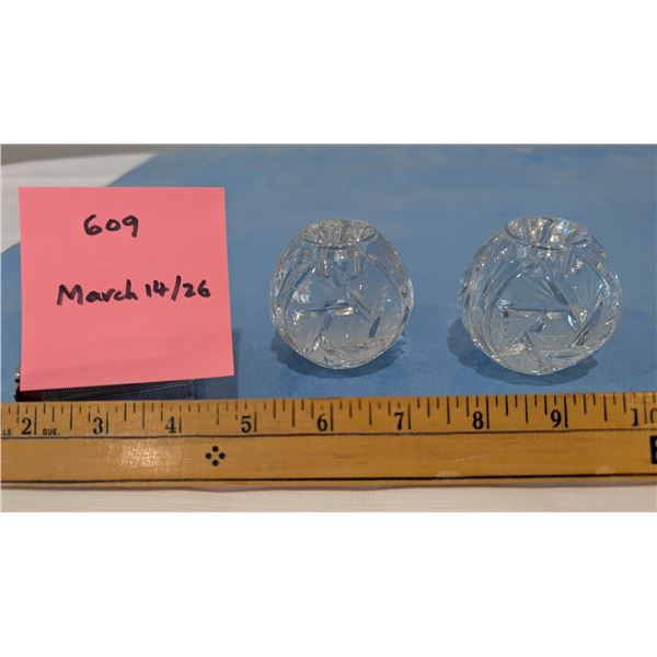 Pair of Pinwheel Crystal Candlestick Holders