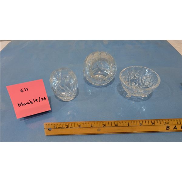 3 Pinwheel Crystal Dishes