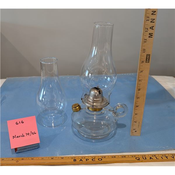 Oil Lamp with 2 Glass Shades