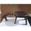 Image 1 : Vintage Wooden Shoe Shine Stand or Boot Jack with a Padded Seat.