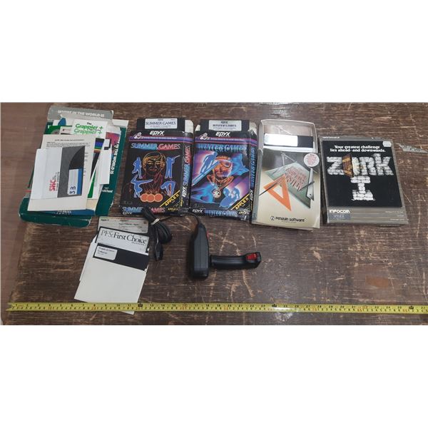 Lot of Apple II Floppy Disk Games and Extreme Game Boxes Empty with Controller.