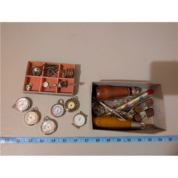 Watches and parts, pen nibs