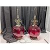 Image 1 : (2) Red Glass Base Ceiling lights (Not Tested)