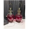 Image 7 : (2) Red Glass Base Ceiling lights (Not Tested)