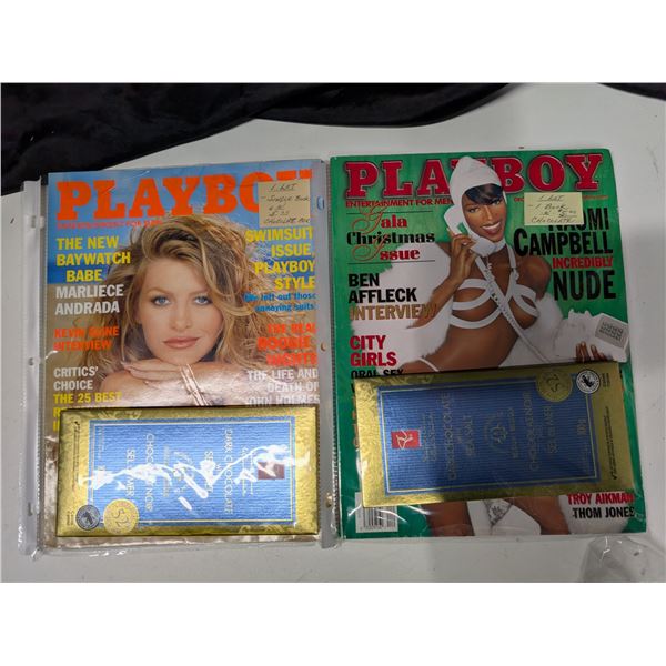 (2) Playboy magazines w/ Dark Chocolate bar