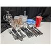Image 1 : Lot of Misc. Utensils, Glasses, Starbucks branded Items, and etc.