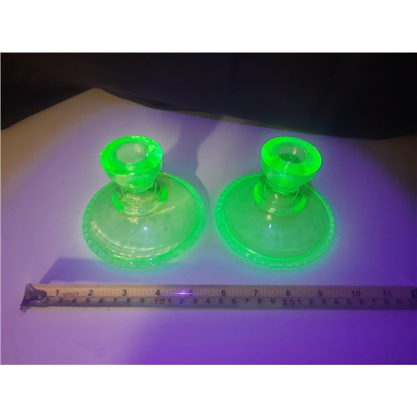 (2) Uranium Candle Holders.