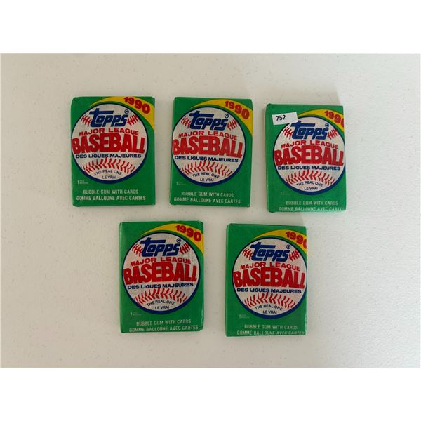 1990 Topps Baseball Card Wax Packs (5)