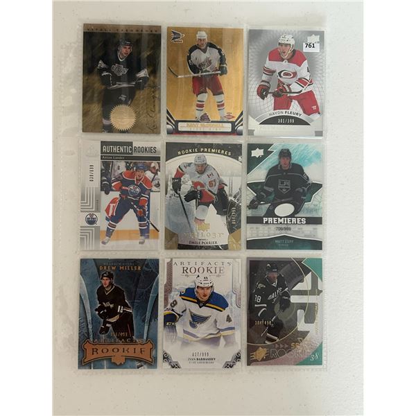 Serial Numbered Rookie Cards - 1 Sheet (9 Hockey Cards)