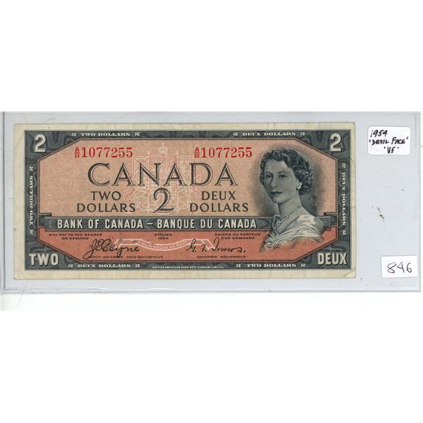 1954 "Devil Face" Two Dollar Bill