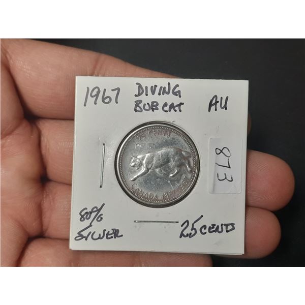 1967 Diving Bobcat 25 Cents Silver