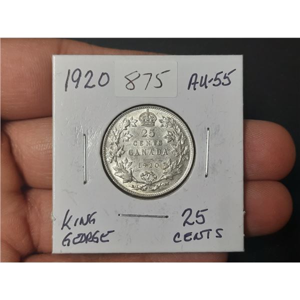 1920 High Grade Silver 25 Cents