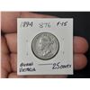 Image 1 : 1894 Queen Victoria 25 Cents