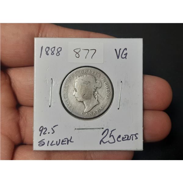1888 Queen Victoria 25 Cents