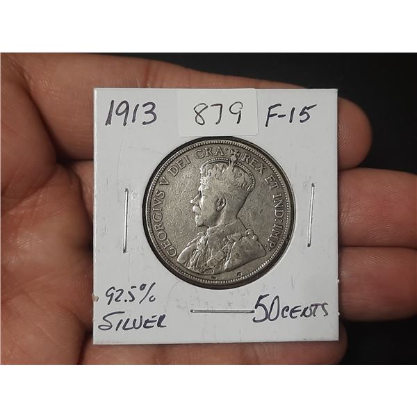1913 92.5% Silver King George 50 Cents