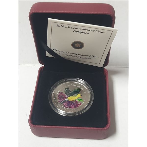 2010 25 Cent Coloured Gold Finch