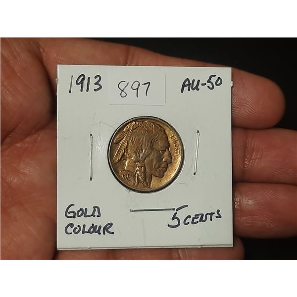 1913 Indian Chief 5 Cents-Odd Colour
