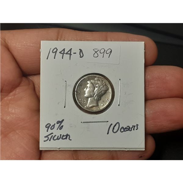 1944-D 90% Silver 10 cents
