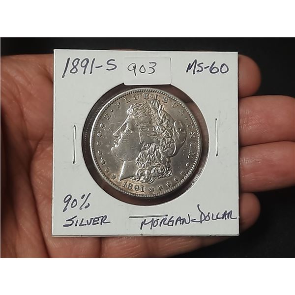1891-S 90% Silver Morgan Dollar