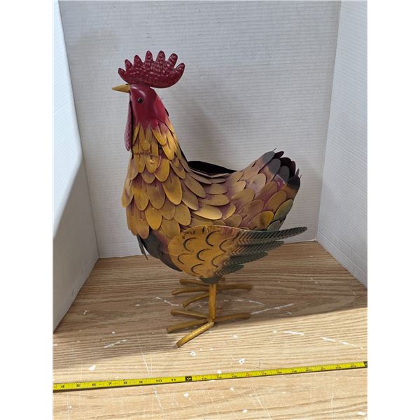 Large metal rooster decor statue