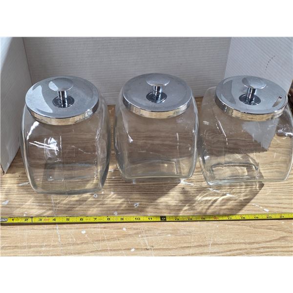 3 vintage general store candy jars