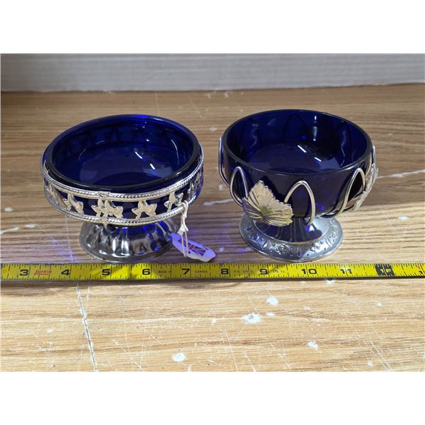 2 cobalt blue candy dishes