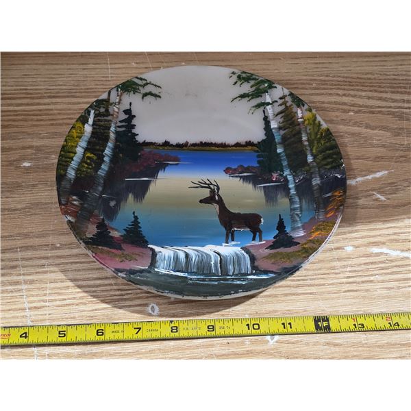 Hand painted fire king plate
