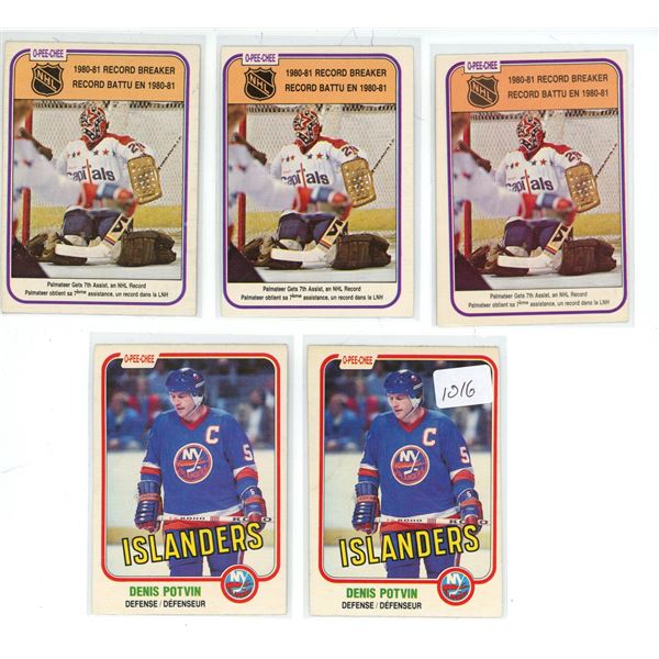 (5) 1981/82 O-Pee-Chee Cards. #199 Potvin & #394 Palmateer