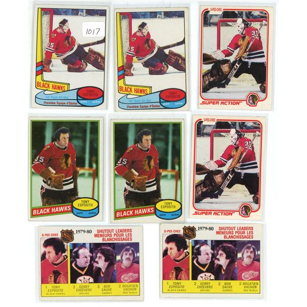 (8) O-Pee-Chee Tony Esposito NHL Cards (1980/81 & 1981/82).