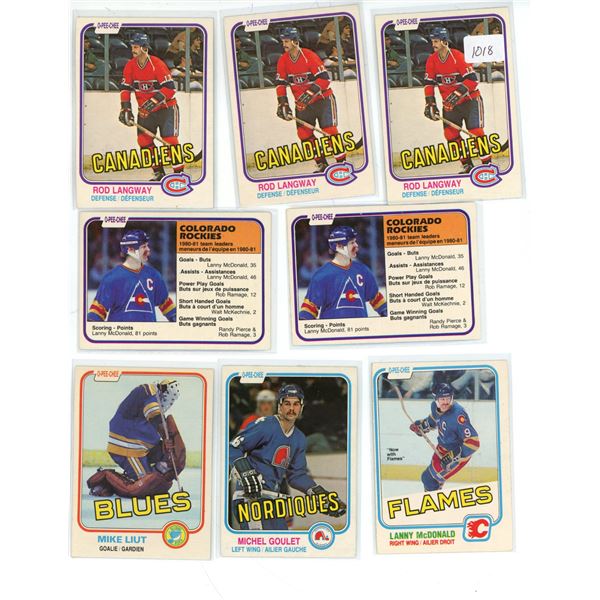 (8) 1981/82 O-Pee-Chee NHL Hockey Cards