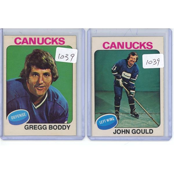 (2) 1975/76 O-Pee-Chee NHL Cards #266 Gould, #285 Boddy