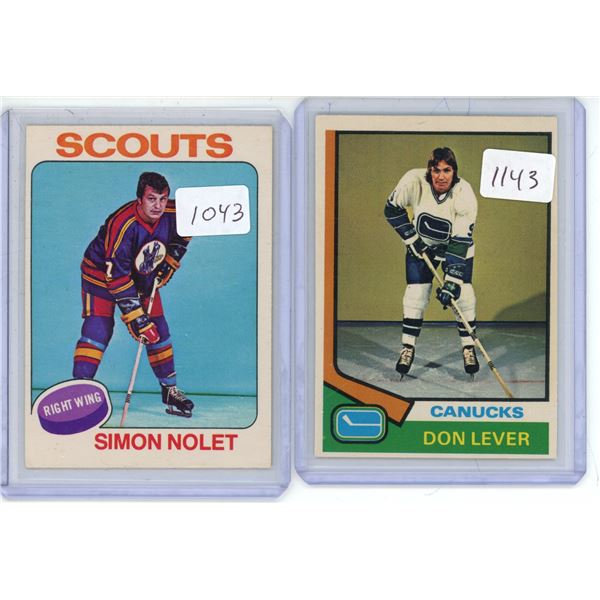 (2) 1975/76 O-Pee-Chee #94 Lever, #220 Nolet