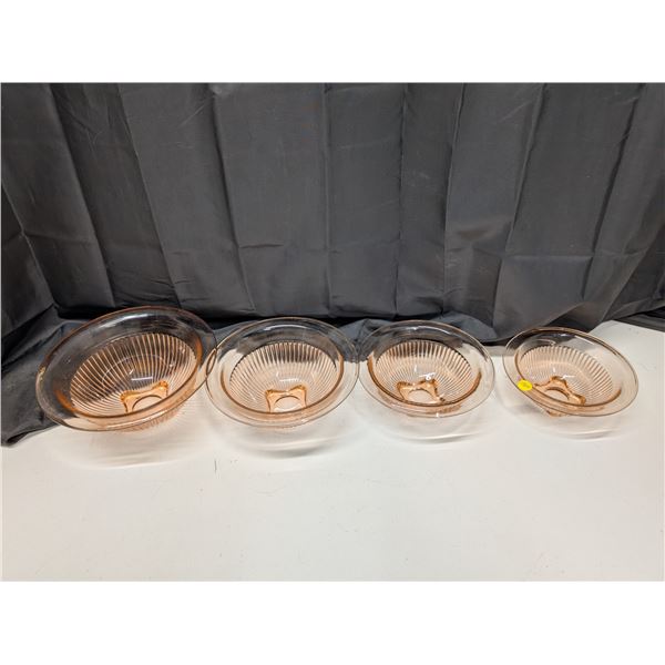 (4) PC Pink Depression Bowl Set