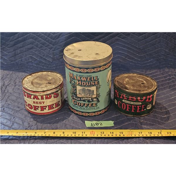 (3) Antique/Vintage Coffee Tins