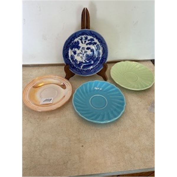 4 assorted saucers