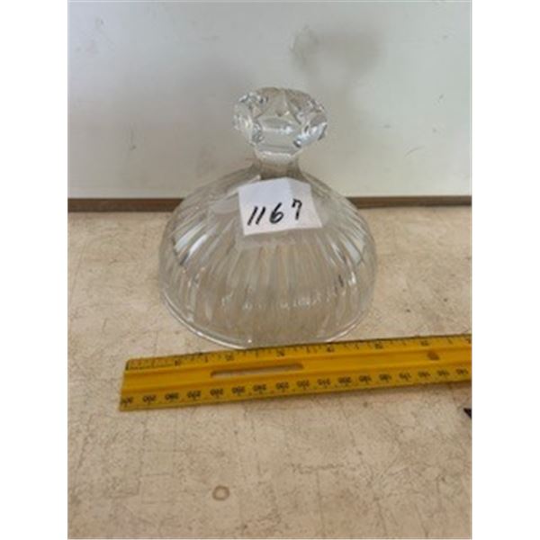 heavy glass butter dish cover