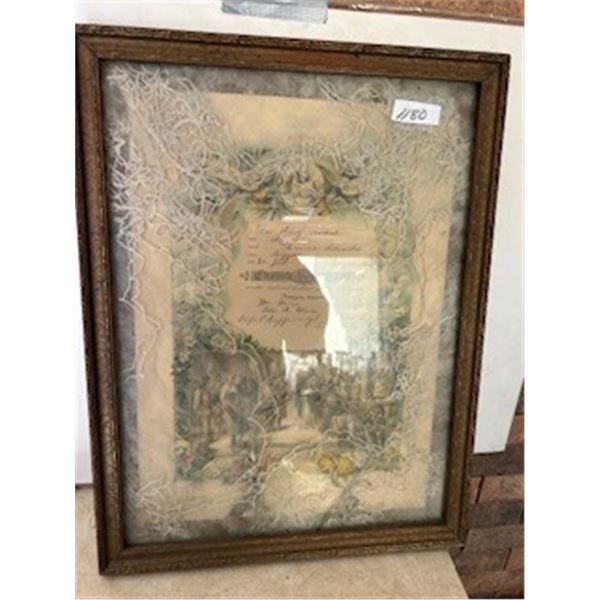 1931 wedding certificate- 17" by 21"