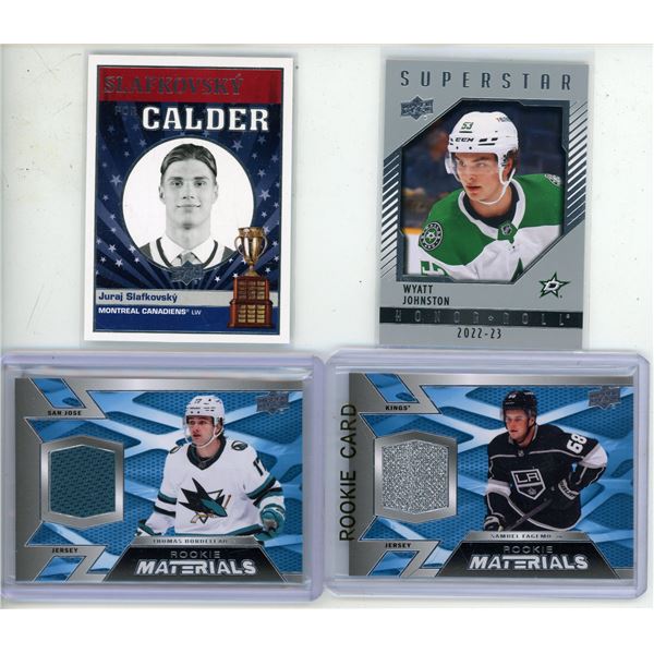 (4) 2021-2023 Rookie Inserts Slafkovsky, Johnson.