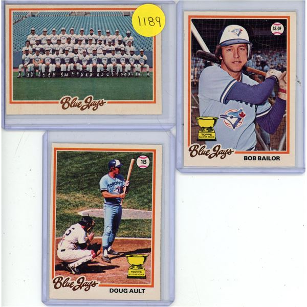 (3) 1978 OPC Jays Cards.