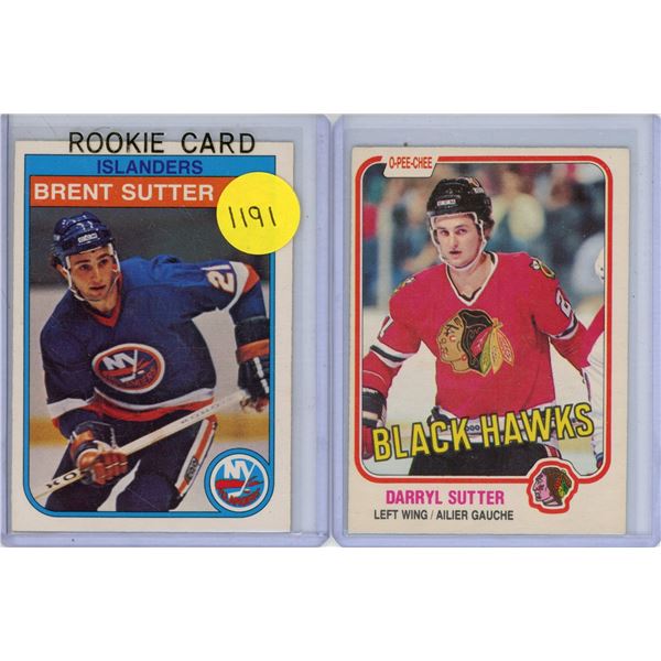 Brent and Darryl Sutter Rookie Cards OPC.