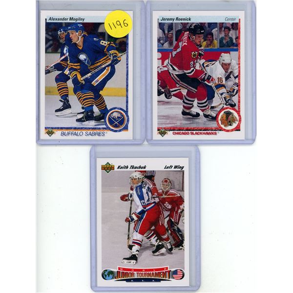 (3) Upper Deck Rookie Cards - Alexander Mogilny 1990-91 #24, Jeremy Roenick 1990-91 #63, Keith Tkach
