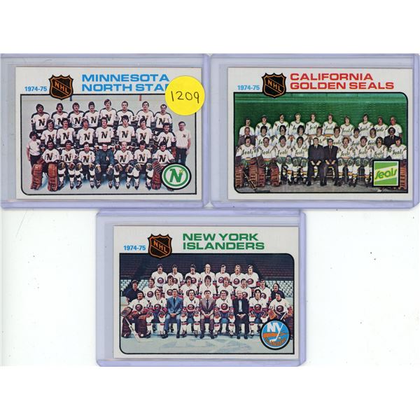 (3) 1974-1975 Topps Team Cards.