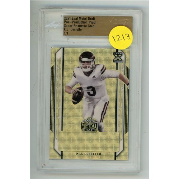 2021 Leaf Metal Draft Pre-Production Proof Super Prismatic Gold K.J. Costello 1/1.