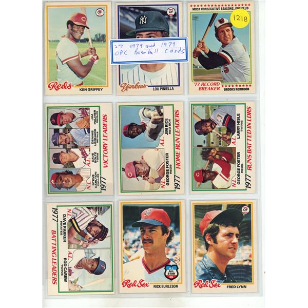 (27) 1978 and 1979 OPC Baseball Cards.